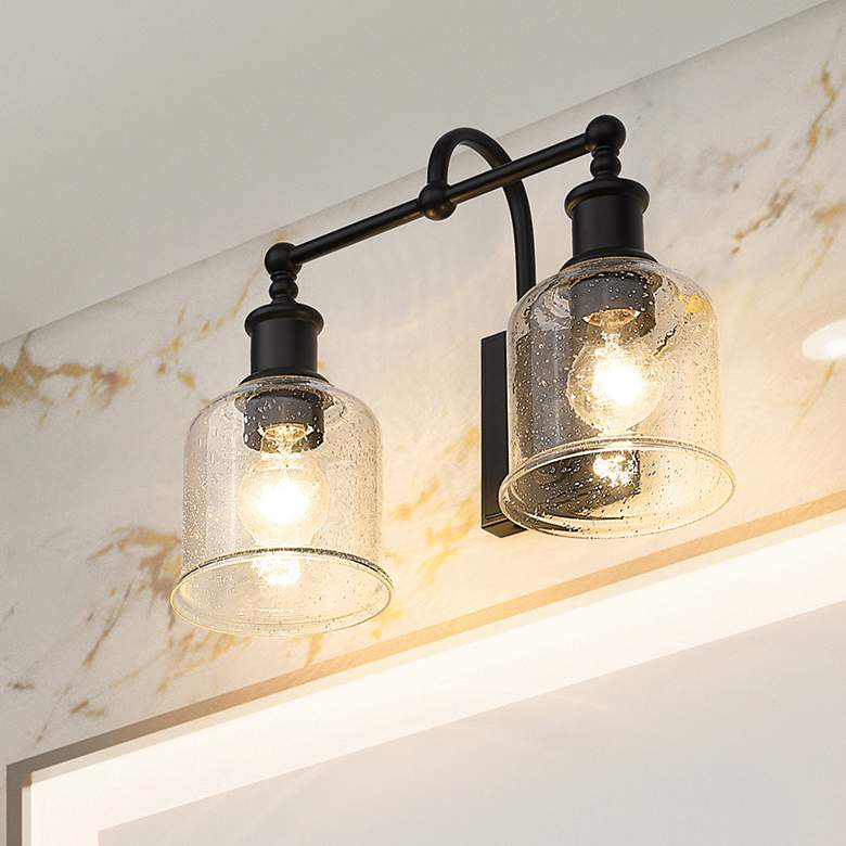 Image 1 Bryant 12 1/4" High Matte Black 2-Light Wall Sconce