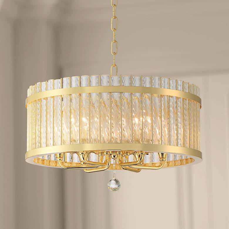 Image 1 Bryant 21 3/4" Wide Gold and Glass 6-Light Drum Pendant