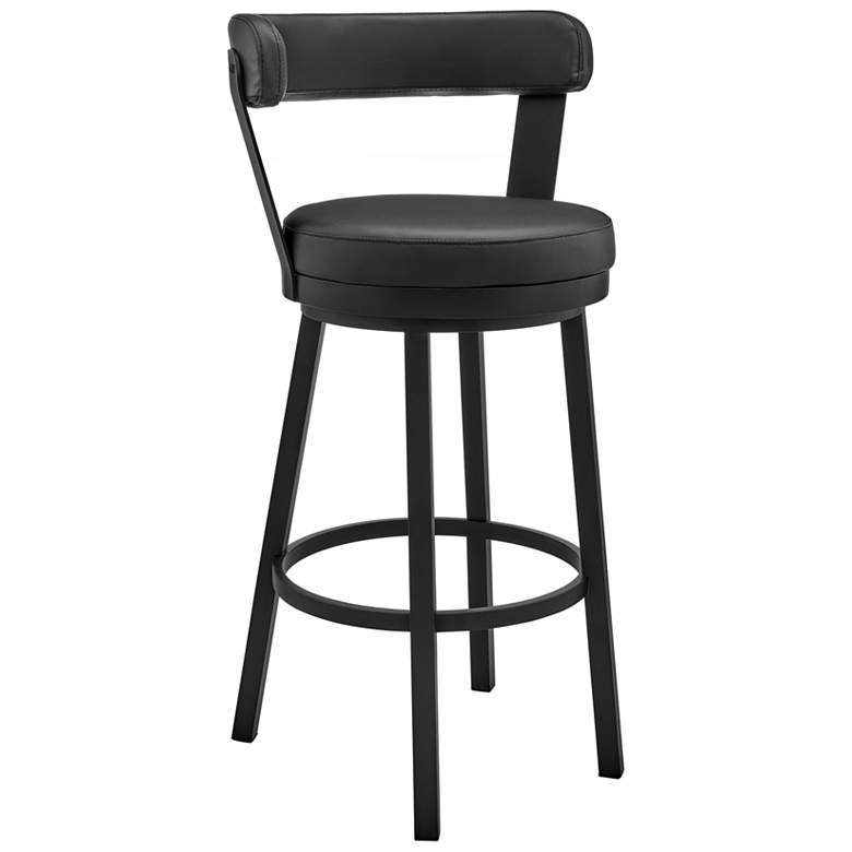 Image 1 Bryant 26 in. Swivel Barstool in Black Finish, Black Faux Leather