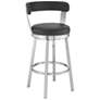 Bryant 26 in. Swivel Barstool in Stainless Steel, Black Faux Leather