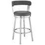 Bryant 26 in. Swivel Barstool in Stainless Steel, Gray Faux Leather