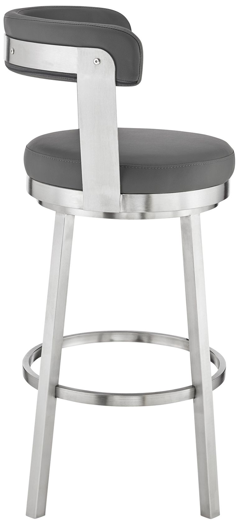Image 4 Bryant 26 in. Swivel Barstool in Stainless Steel, Gray Faux Leather more views