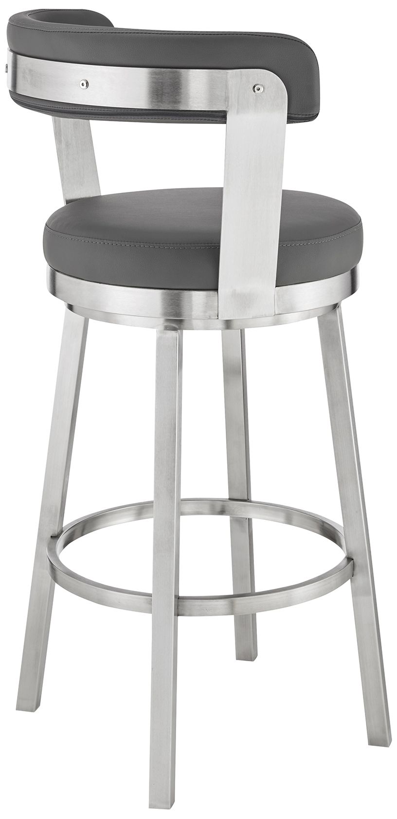Image 5 Bryant 26 in. Swivel Barstool in Stainless Steel, Gray Faux Leather more views