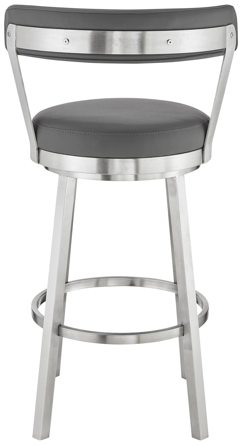 Image 6 Bryant 26 in. Swivel Barstool in Stainless Steel, Gray Faux Leather more views