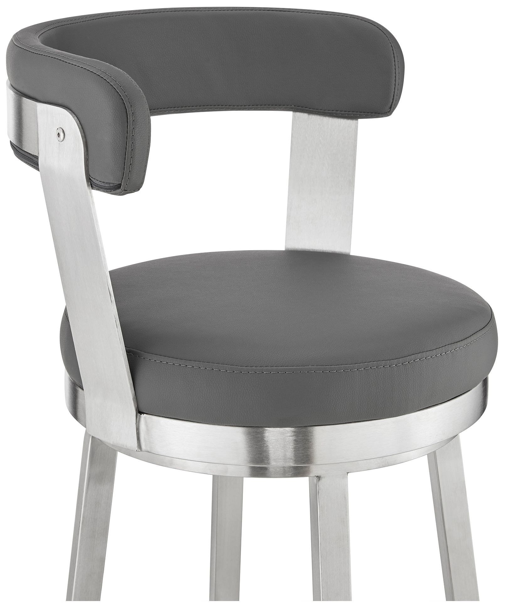 Image 7 Bryant 26 in. Swivel Barstool in Stainless Steel, Gray Faux Leather more views