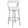 Bryant 26 in. Swivel Barstool in Stainless Steel, White Faux Leather