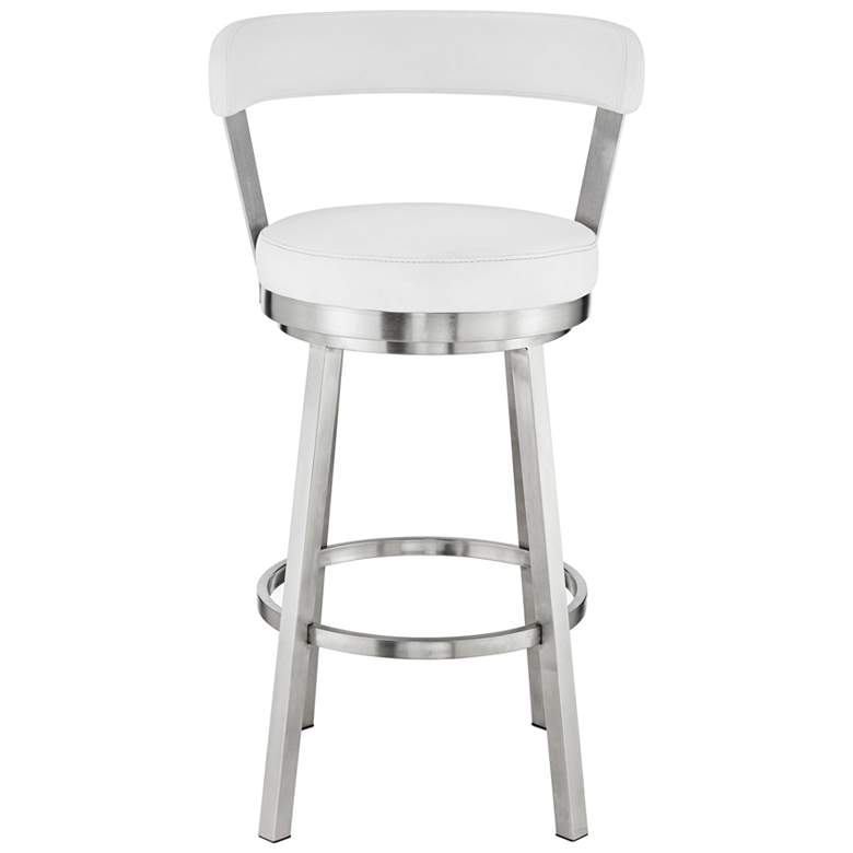 Image 3 Bryant 26 in. Swivel Barstool in Stainless Steel, White Faux Leather more views