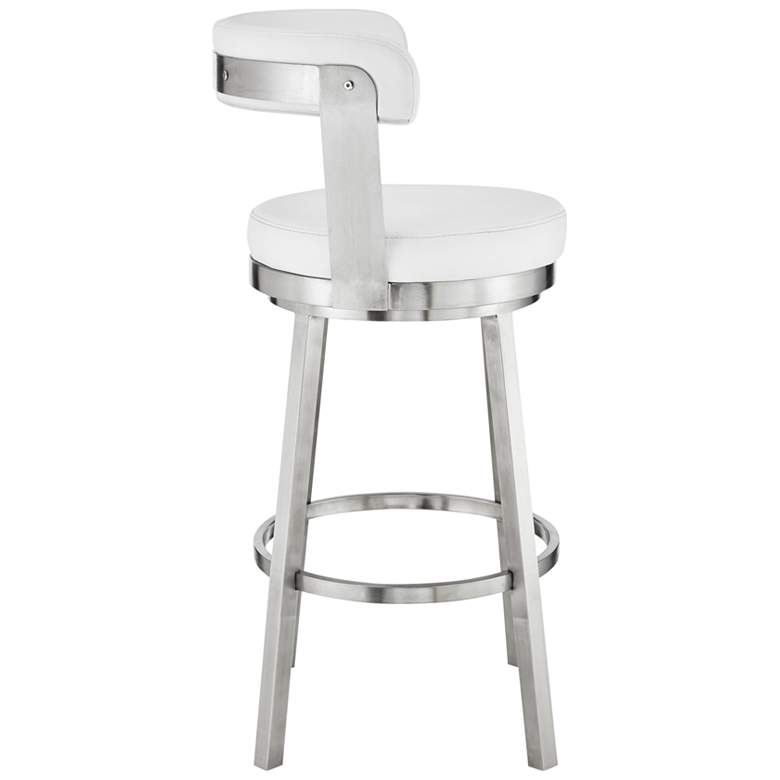 Image 4 Bryant 26 in. Swivel Barstool in Stainless Steel, White Faux Leather more views