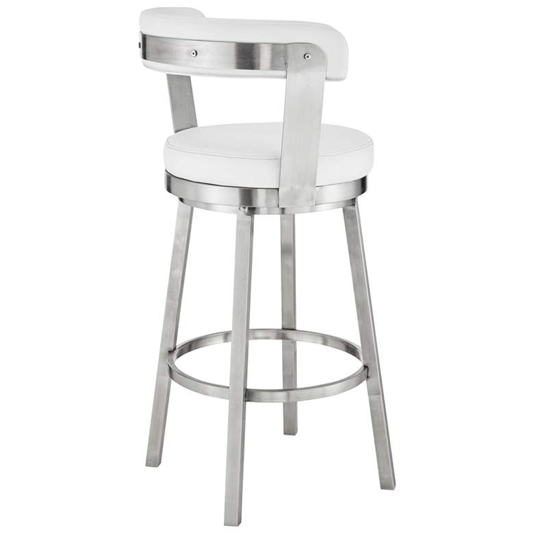 Image 5 Bryant 26 in. Swivel Barstool in Stainless Steel, White Faux Leather more views