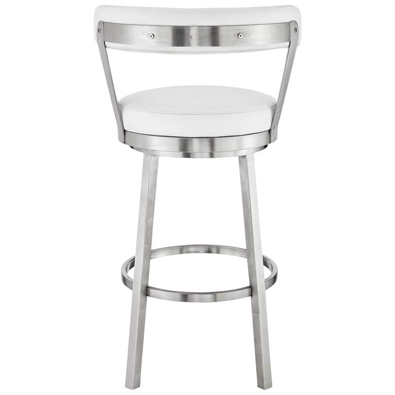 Image 6 Bryant 26 in. Swivel Barstool in Stainless Steel, White Faux Leather more views