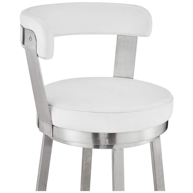 Image 7 Bryant 26 in. Swivel Barstool in Stainless Steel, White Faux Leather more views