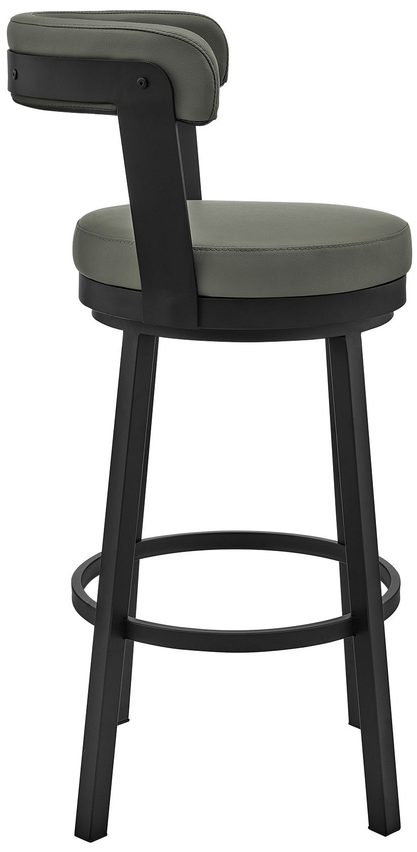 Image 4 Bryant 30 in. Swivel Barstool in Black Finish, Gray Faux Leather more views