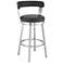 Bryant 30 in. Swivel Barstool in Stainless Steel, Black Faux Leather