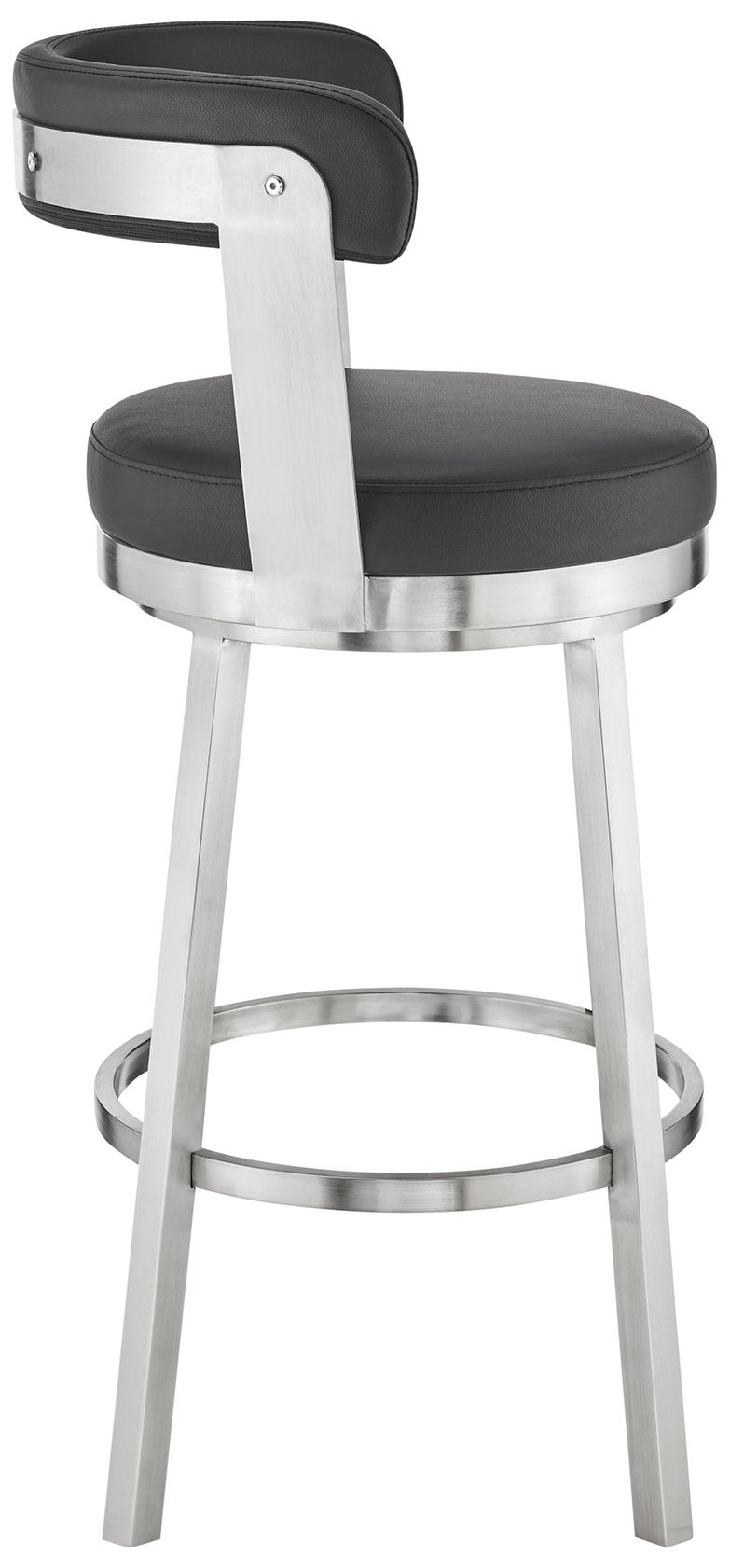 Image 4 Bryant 30 in. Swivel Barstool in Stainless Steel, Black Faux Leather more views