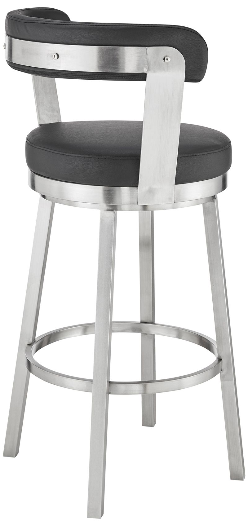 Image 5 Bryant 30 in. Swivel Barstool in Stainless Steel, Black Faux Leather more views