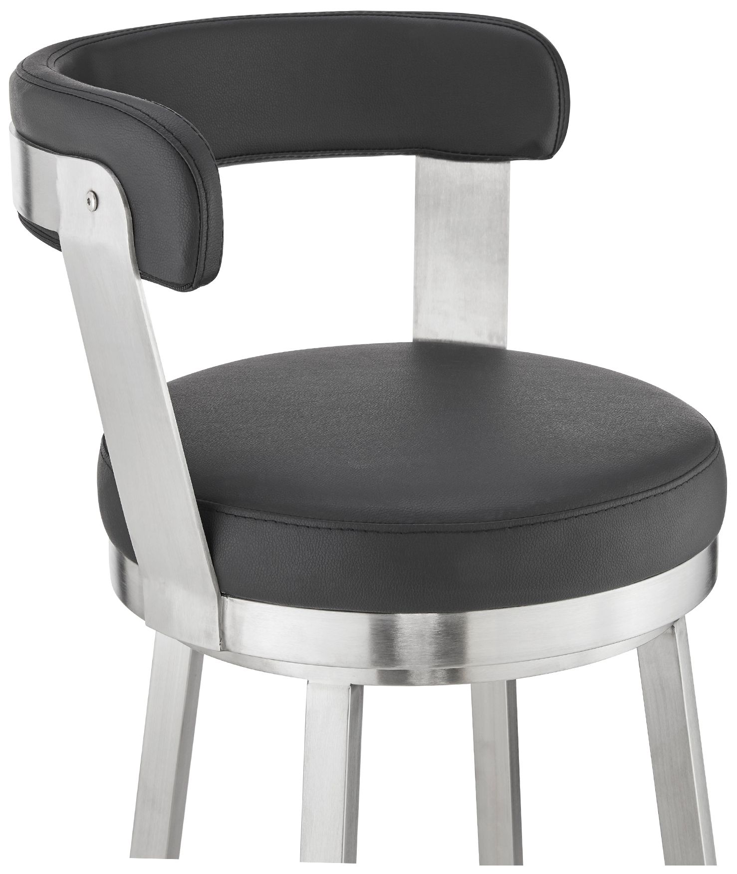 Image 7 Bryant 30 in. Swivel Barstool in Stainless Steel, Black Faux Leather more views
