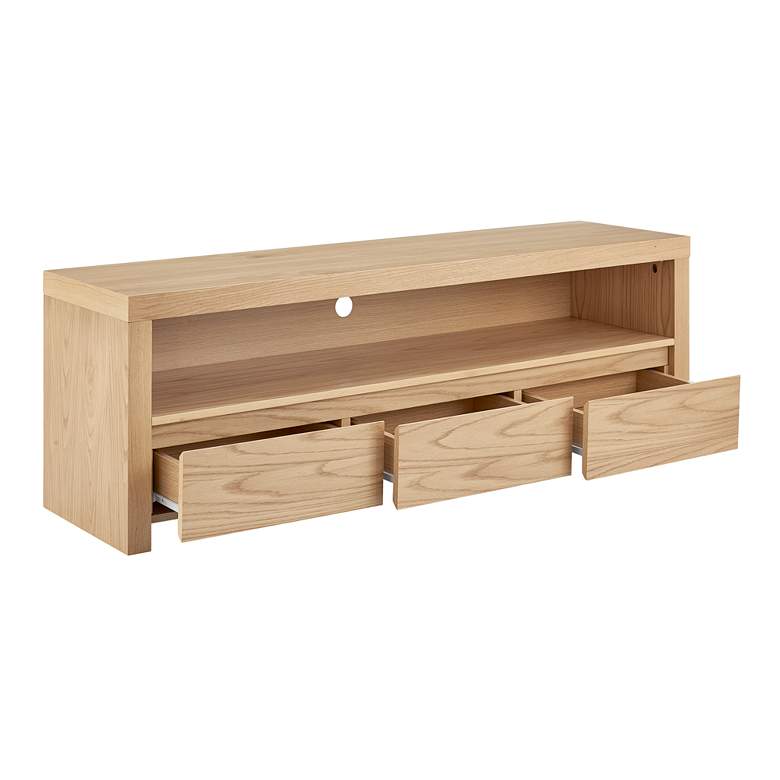 Image 7 Bryant 59" Wide Natural White Oak Wood 3-Drawer Media Stand more views