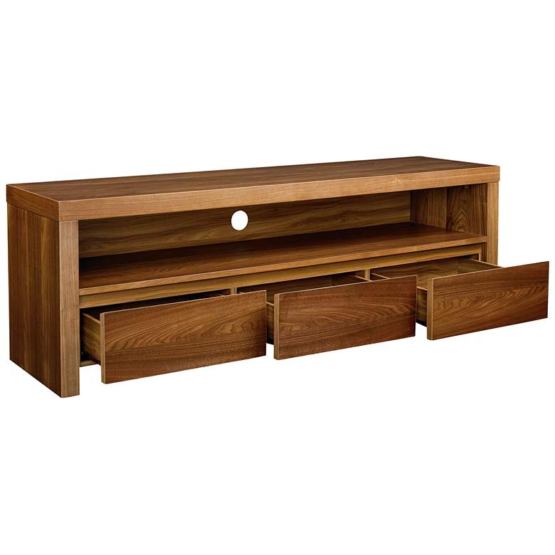 Image 2 Bryant 59" Wide Walnut Veneer Wood 3-Drawer Media Stand more views