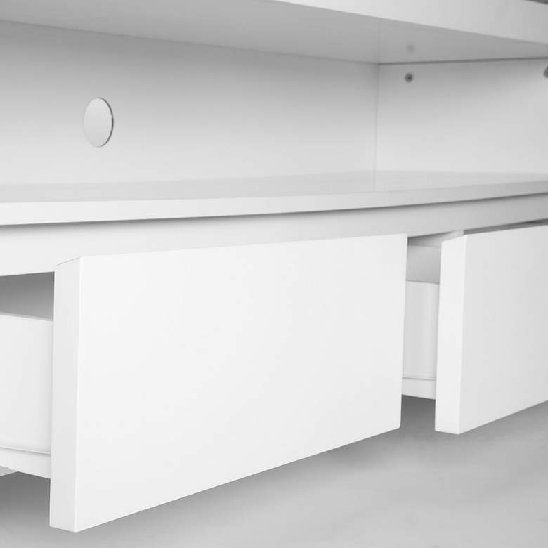 Image 2 Bryant 59"W Matte White Lacquer Wood 3-Drawer Media Stand more views