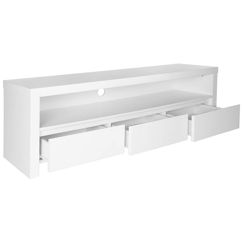 Image 5 Bryant 59"W Matte White Lacquer Wood 3-Drawer Media Stand more views