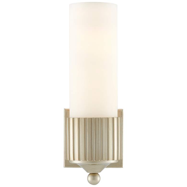 Image 1 Bryce 13 1/4" High Silver Leaf and Frosted Glass Wall Sconce