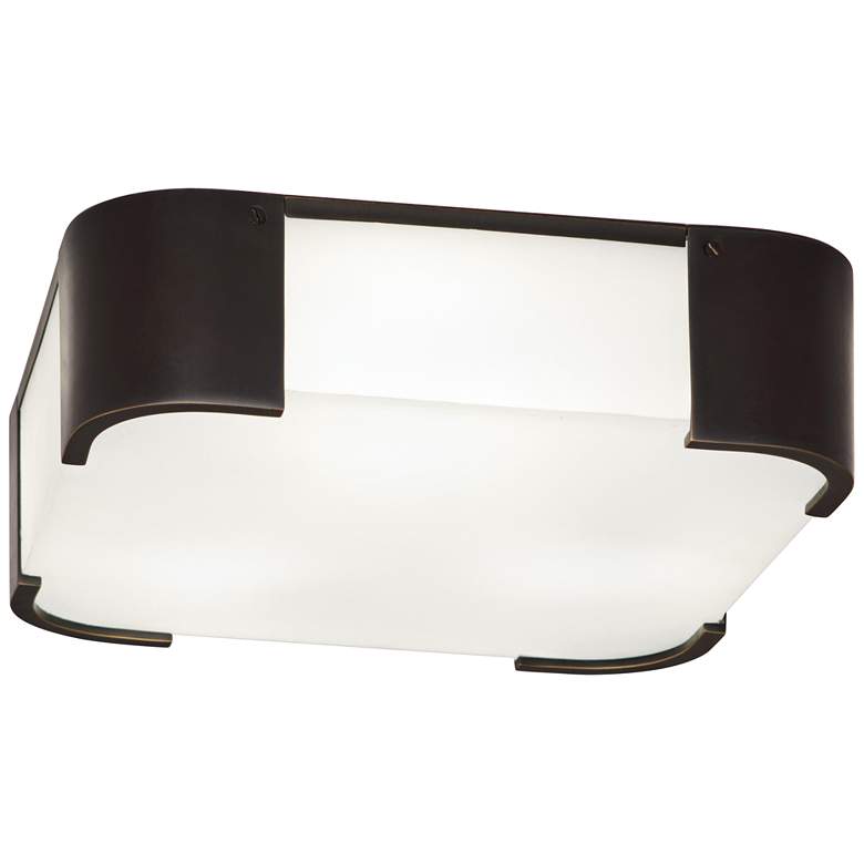 Image 1 Bryce 14" Flushmount Deep Patina Bronze w/White Glass Shade