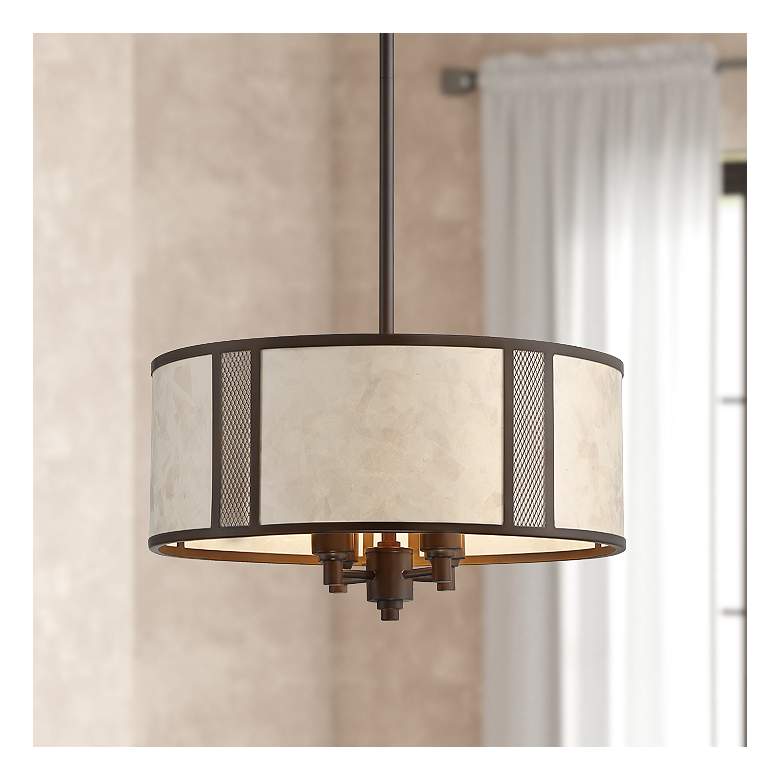 Image 1 Bryce 20" Wide Oil-Rubbed Bronze Drum Pendant Light