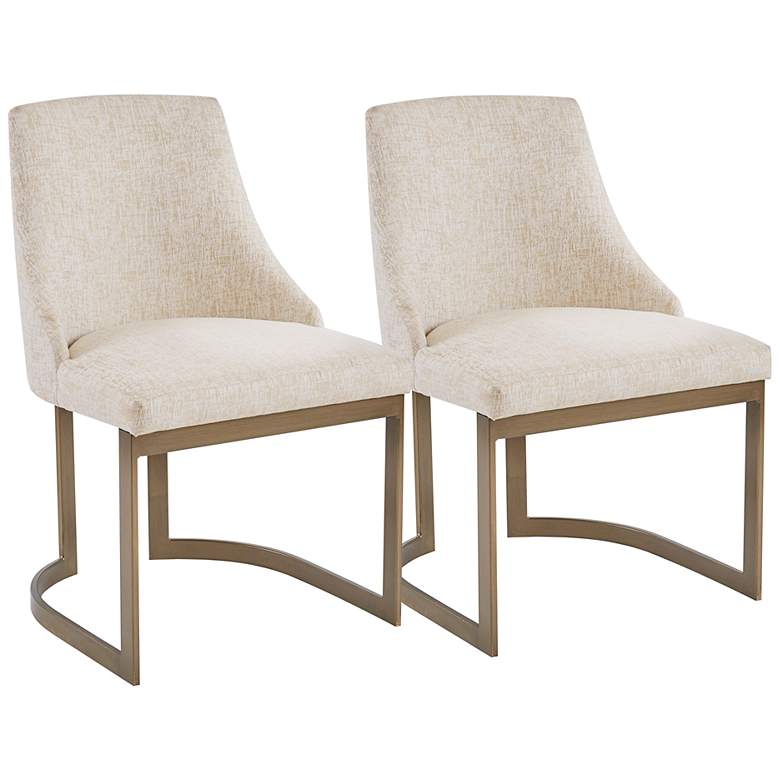 Image 1 Bryce Cream Fabric Armless Dining Chairs Set of 2