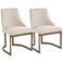 Bryce Cream Fabric Armless Dining Chairs Set of 2