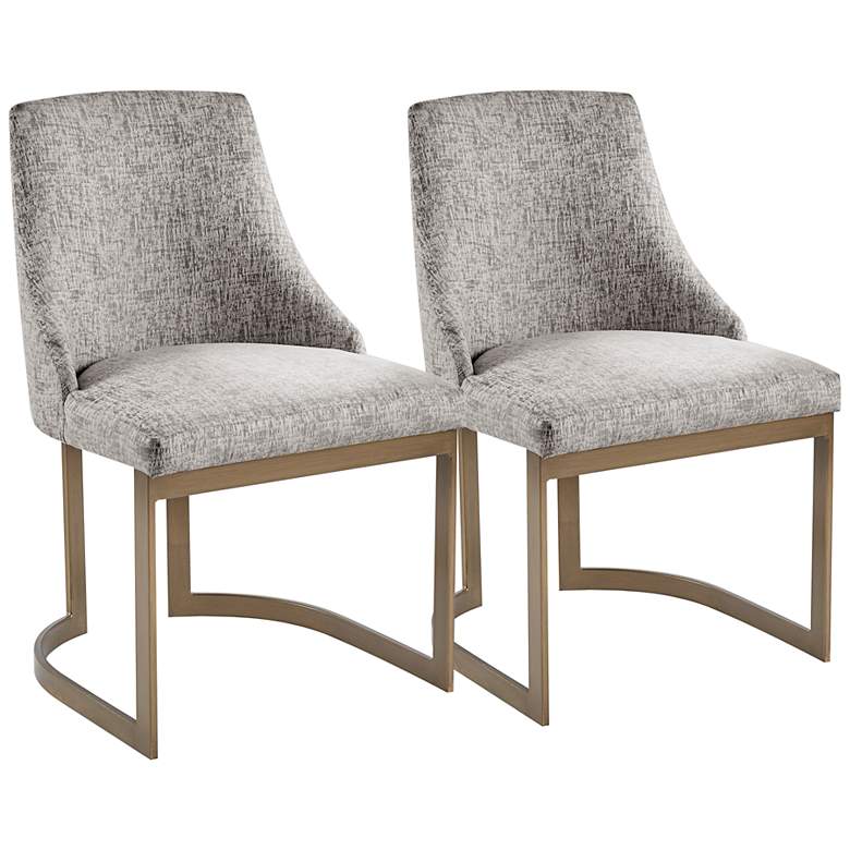 Image 2 Bryce Gray Fabric Armless Dining Chairs Set of 2