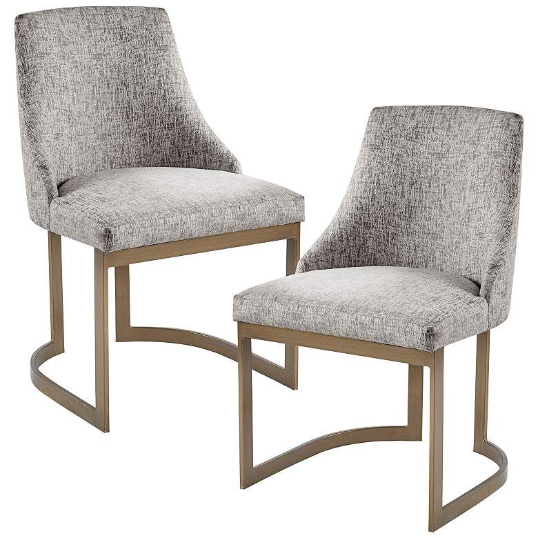 Image 7 Bryce Gray Fabric Armless Dining Chairs Set of 2 more views