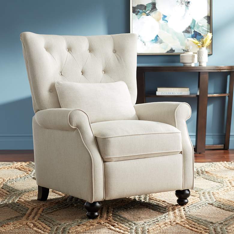 Image 2 Bryce Natural Linen Push Back Recliner Chair