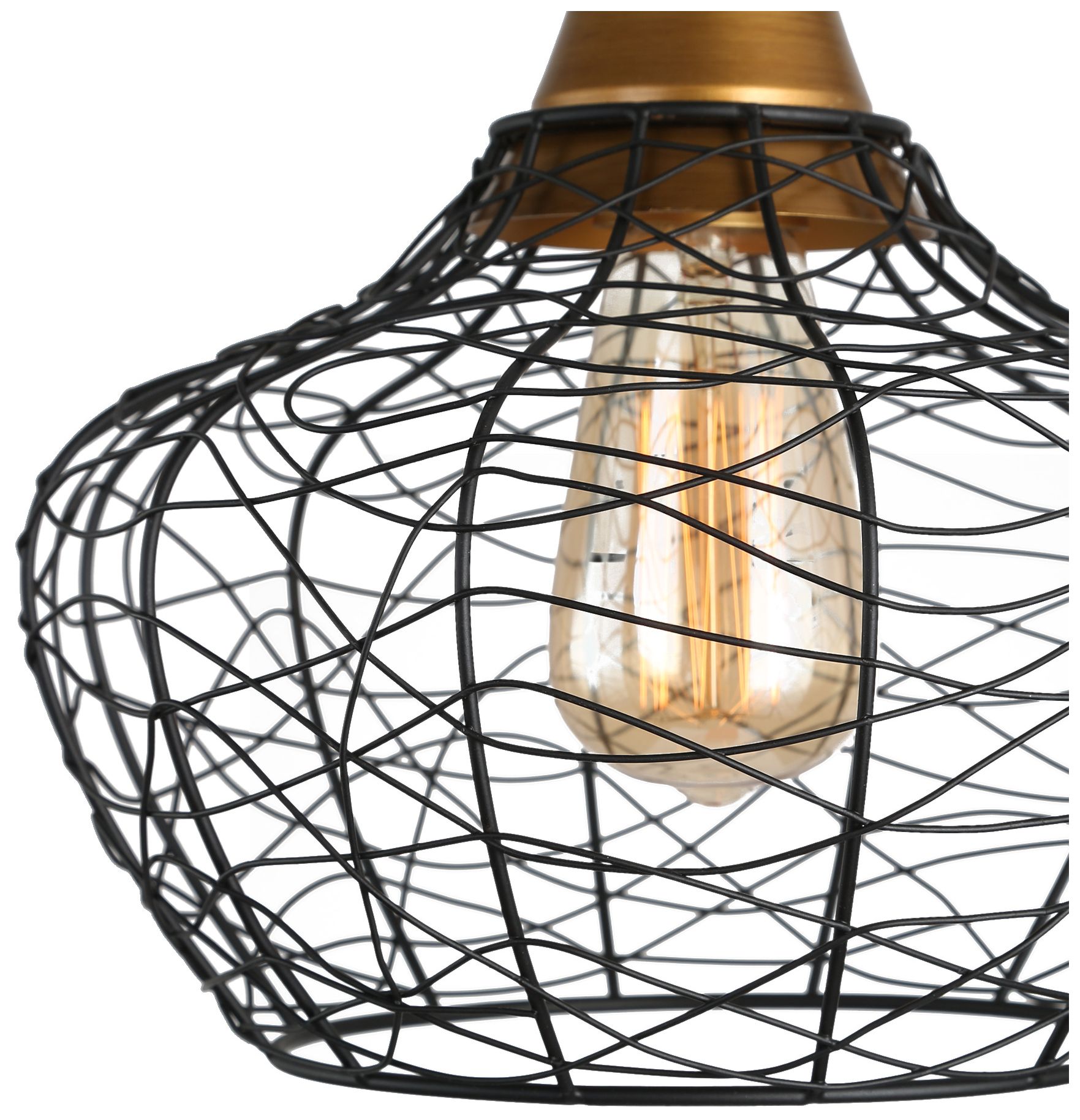 Image 5 Bryden 9.8"W 1-Light Brass Metal Cage Pendant more views