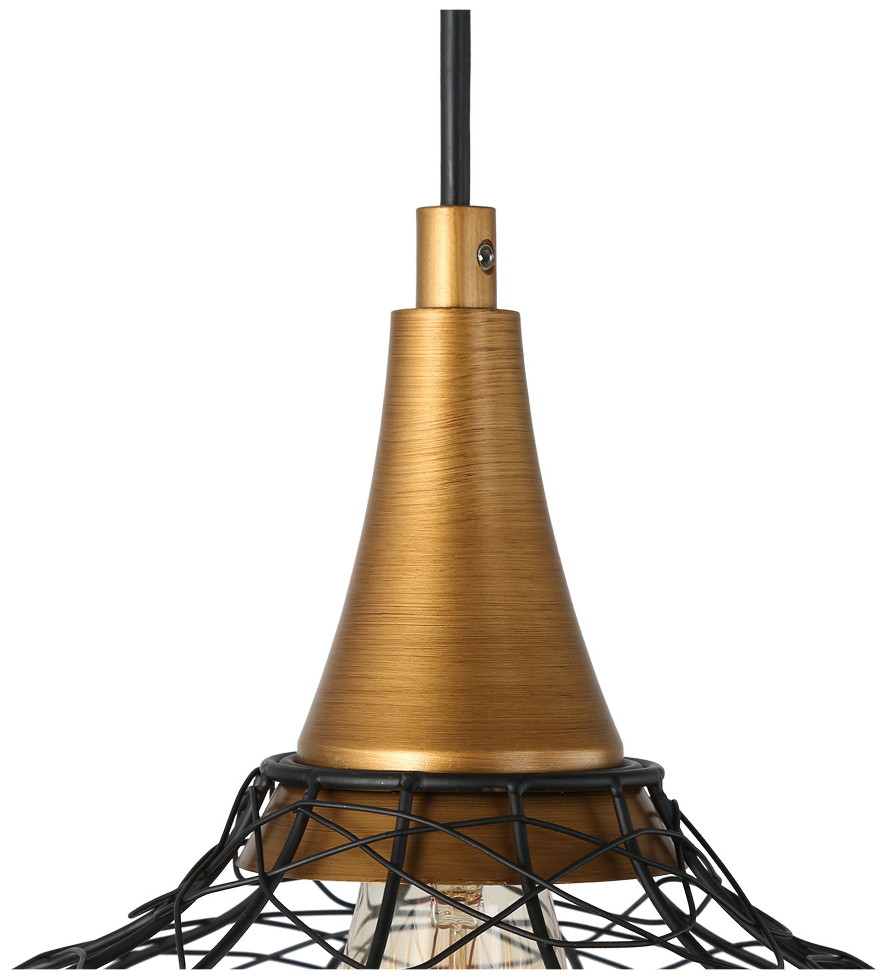 Image 6 Bryden 9.8"W 1-Light Brass Metal Cage Pendant more views