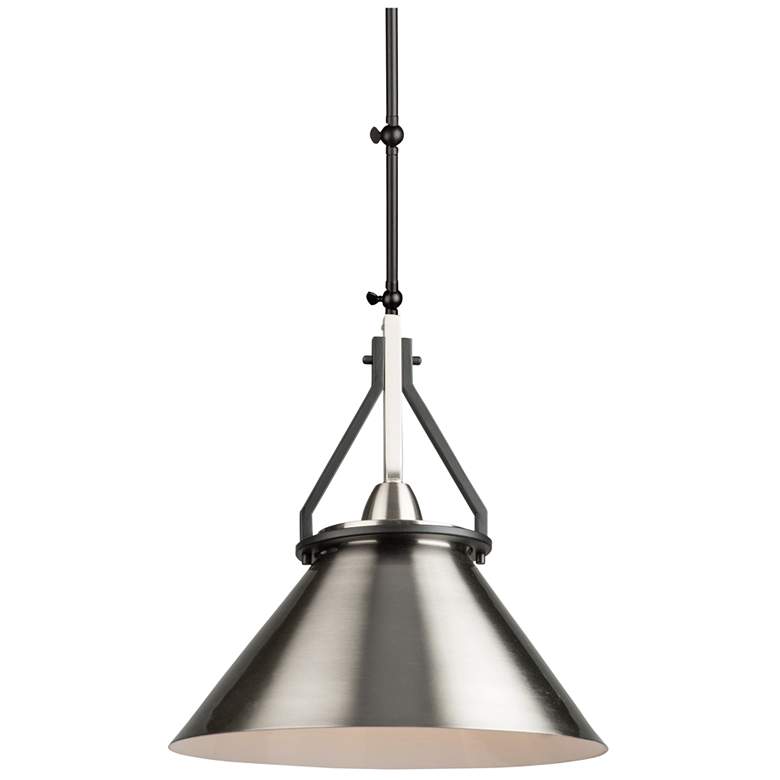 Image 1 Brydon 7" Wide Black And Brushed Nickel Cone Pendant