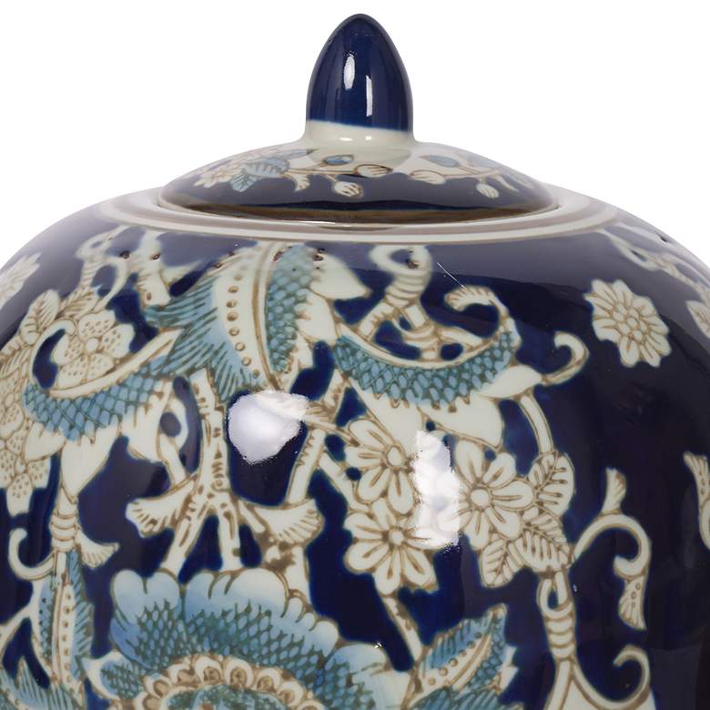 Image 2 Bryn 11.4" High Blue, Gold & White Porcelain Lidded Jar more views