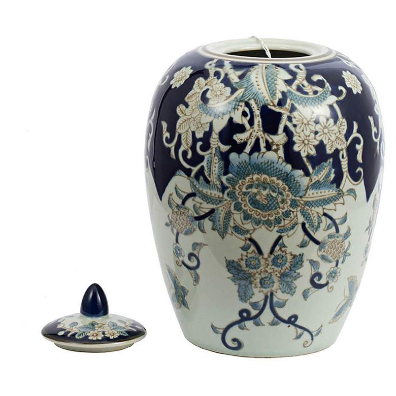 Image 5 Bryn 11.4" High Blue, Gold & White Porcelain Lidded Jar more views