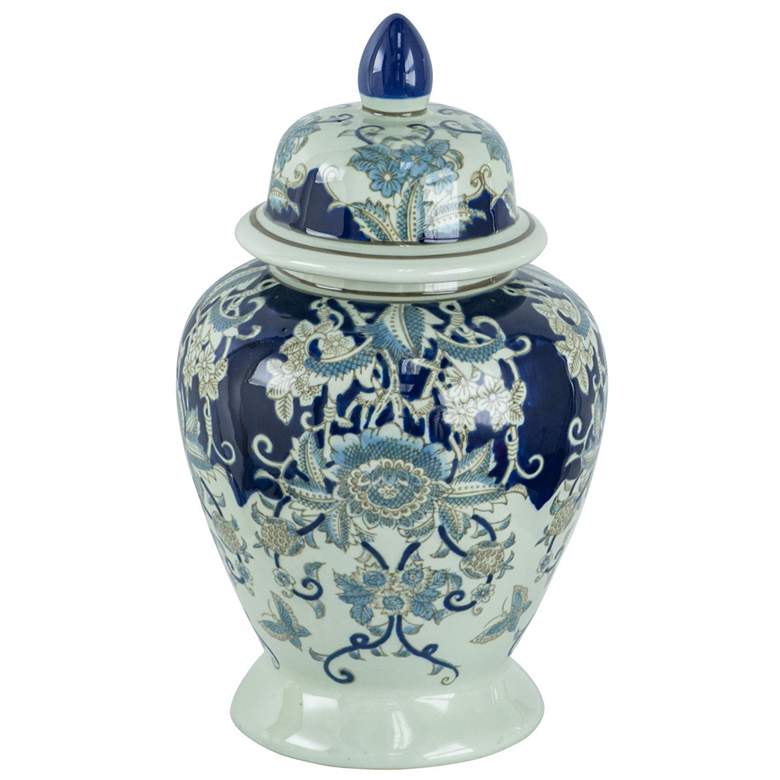 Image 1 Bryn 16.5" High Blue and White Ginger Jar