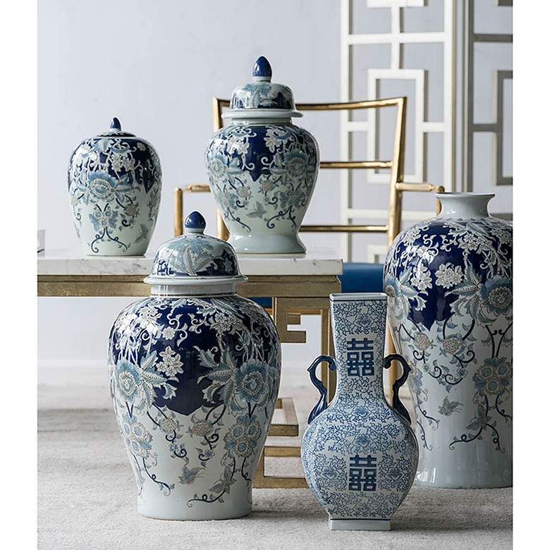 Image 3 Bryn 16.5" High Blue and White Ginger Jar more views