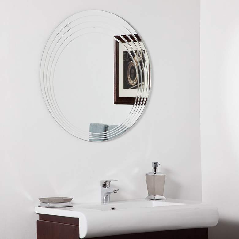 Image 1 Bryn 27 1/2 inch Round Frameless Bathroom Wall Mirror