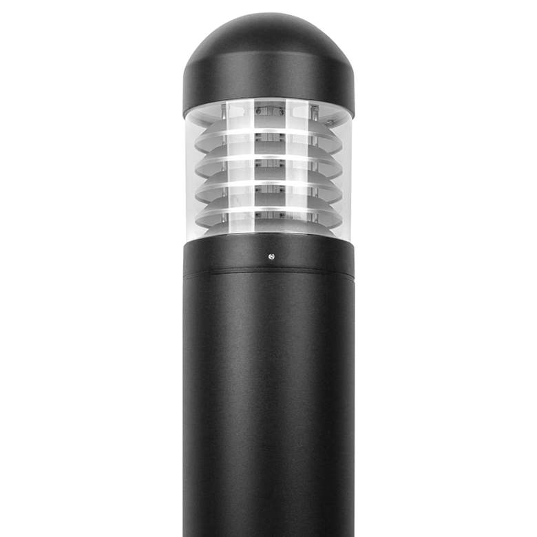 Image 2 Bryn 42 inch High Black Round Dome Louvered LED Bollard Light more views