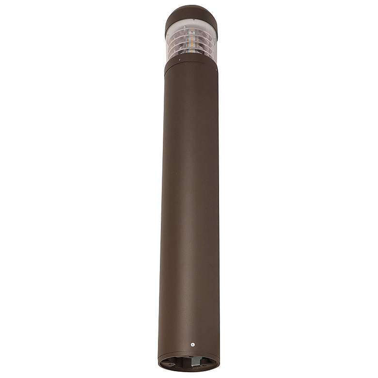 Image 4 Bryn 42 inchH Dark Bronze Round Dome Louvered LED Bollard Light more views