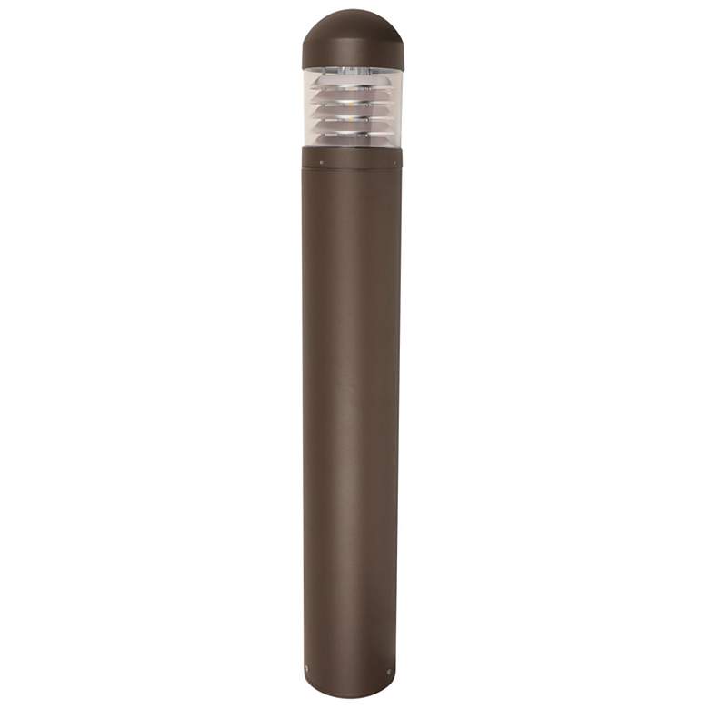 Image 5 Bryn 42 inchH Dark Bronze Round Dome Louvered LED Bollard Light more views