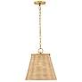 1_Brynn 14"W Lacquered Brass and Natural Rattan Pendant Light