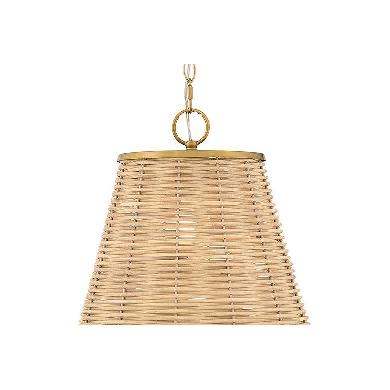 Image 2 Brynn 14"W Lacquered Brass and Natural Rattan Pendant Light more views