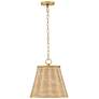2_Brynn 14"W Lacquered Brass and Natural Rattan Pendant Light more views