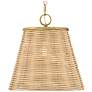 4_Brynn 14"W Lacquered Brass and Natural Rattan Pendant Light more views