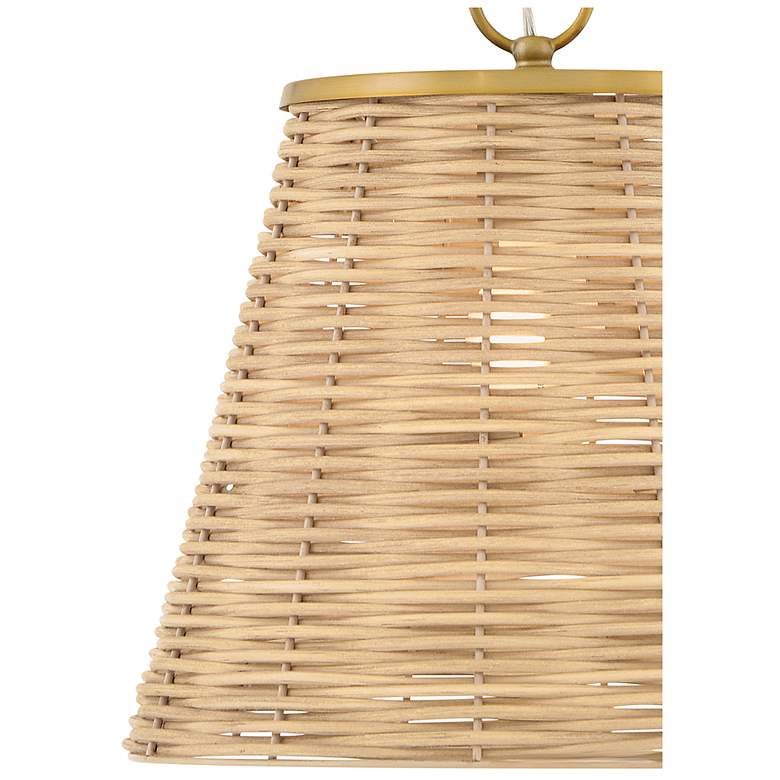 Image 5 Brynn 14"W Lacquered Brass and Natural Rattan Pendant Light more views