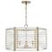 Brynn 23 1/4"W Aged Brass White Wood 4-Light Drum Pendant