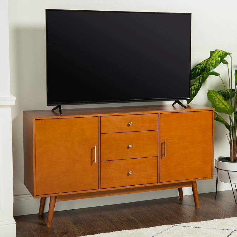 Image 1 Brynn 60 inch Wide Acorn Wood 2-Door TV Stand